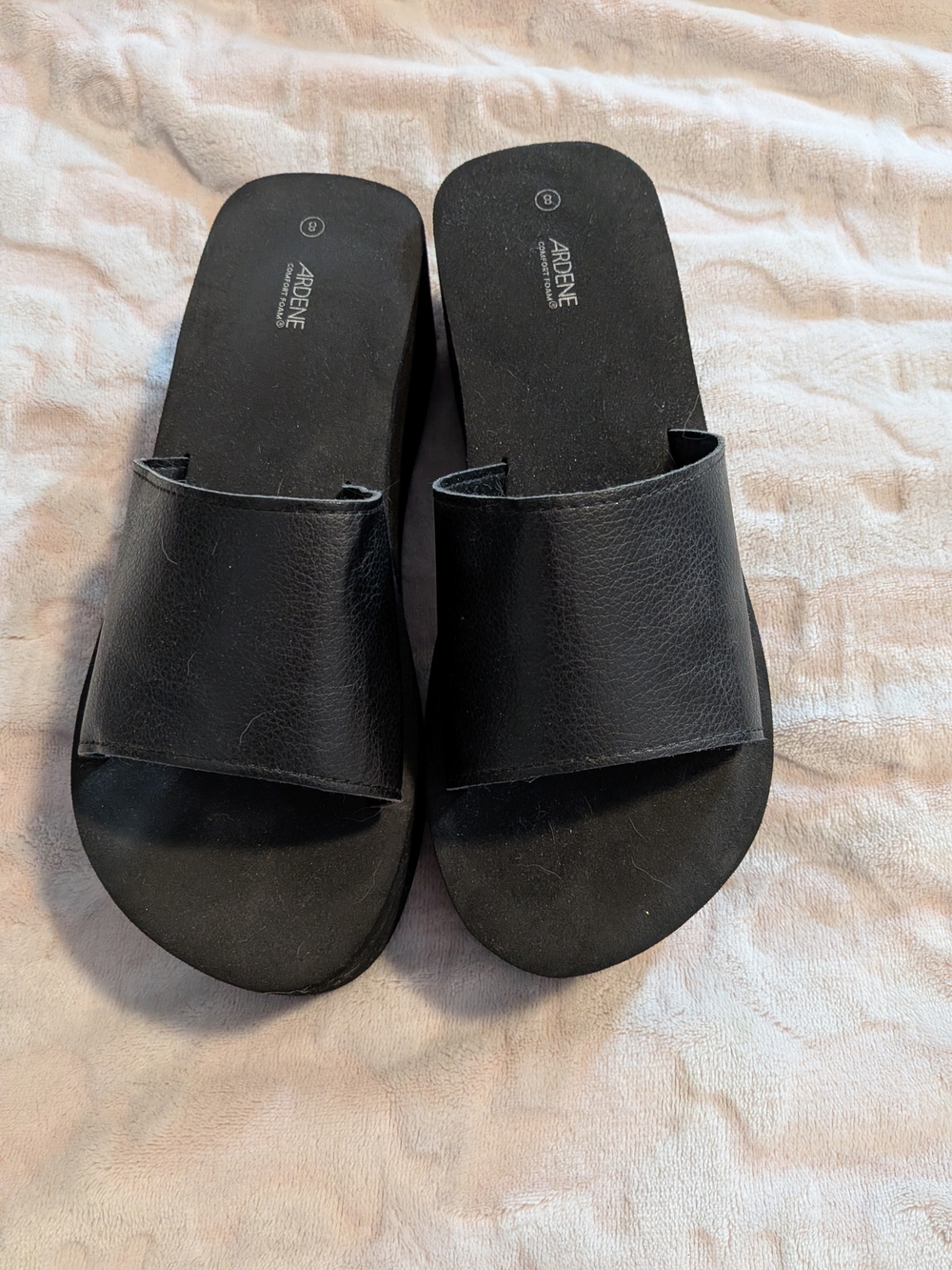Ardene Black Slide Platform Sandals - Women's Slip-On Comfort